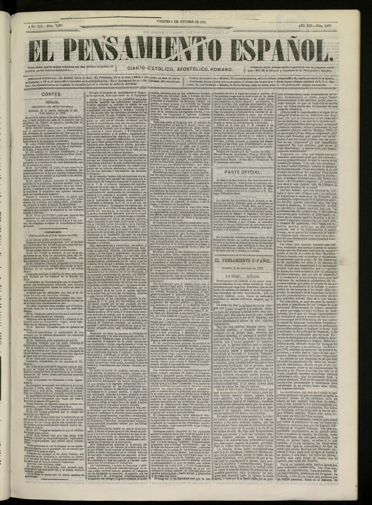 Miniatura de El Pensamiento Español del 4 de octubre de 1872, nº 3871