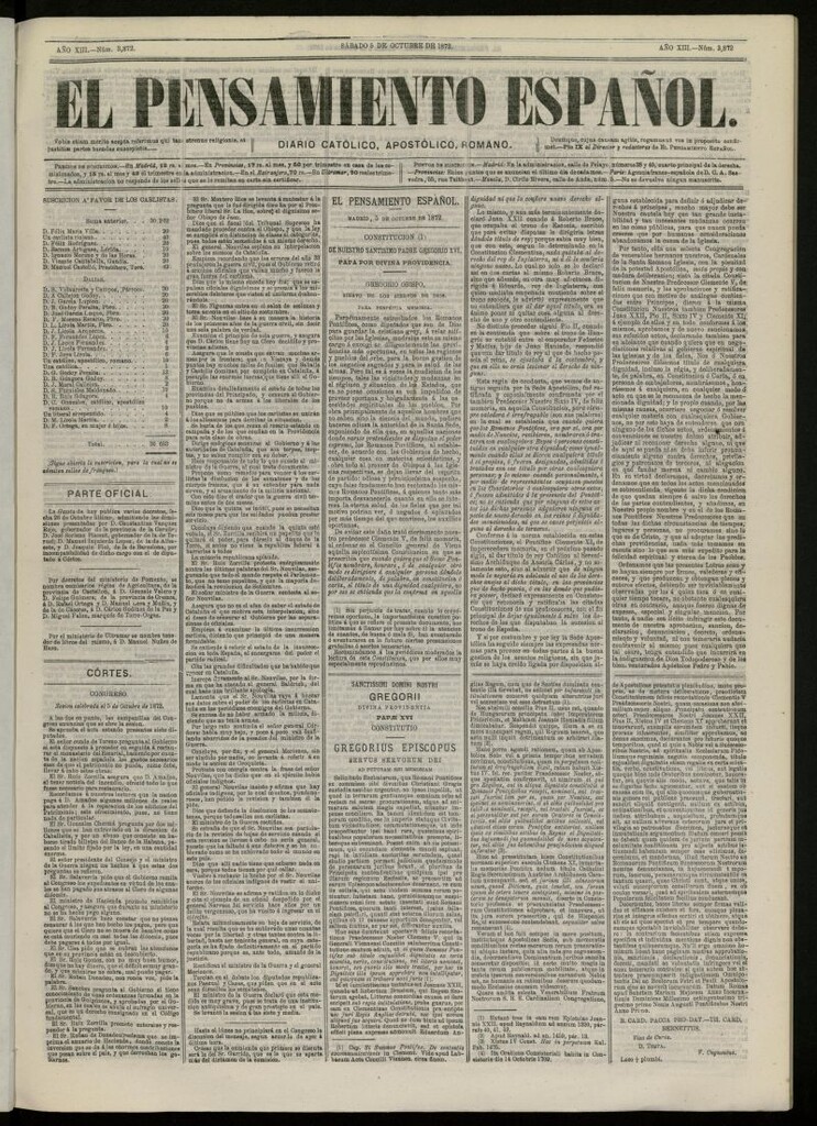 Miniatura de El Pensamiento Español del 5 de octubre de 1872, nº 3872