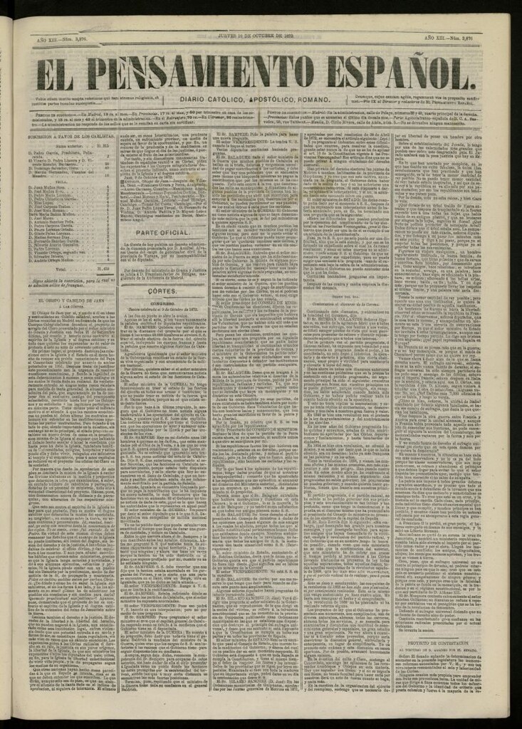 Miniatura de El Pensamiento Español del 10 de octubre de 1872, nº 3876