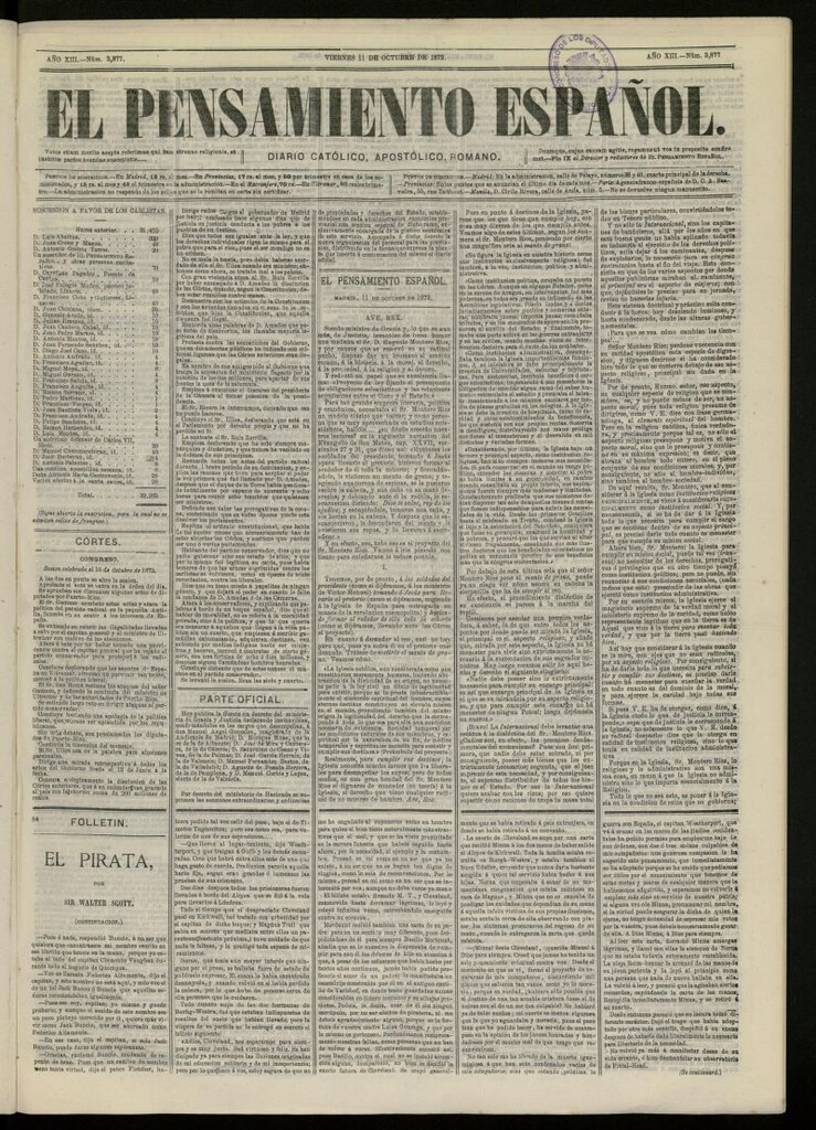 Miniatura de El Pensamiento Español del 11 de octubre de 1872, nº 3877