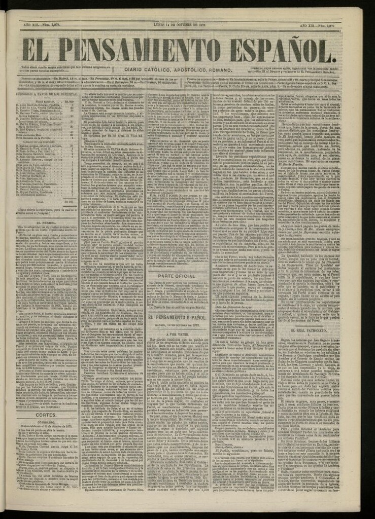 Miniatura de El Pensamiento Español del 14 de octubre de 1872, nº 3879