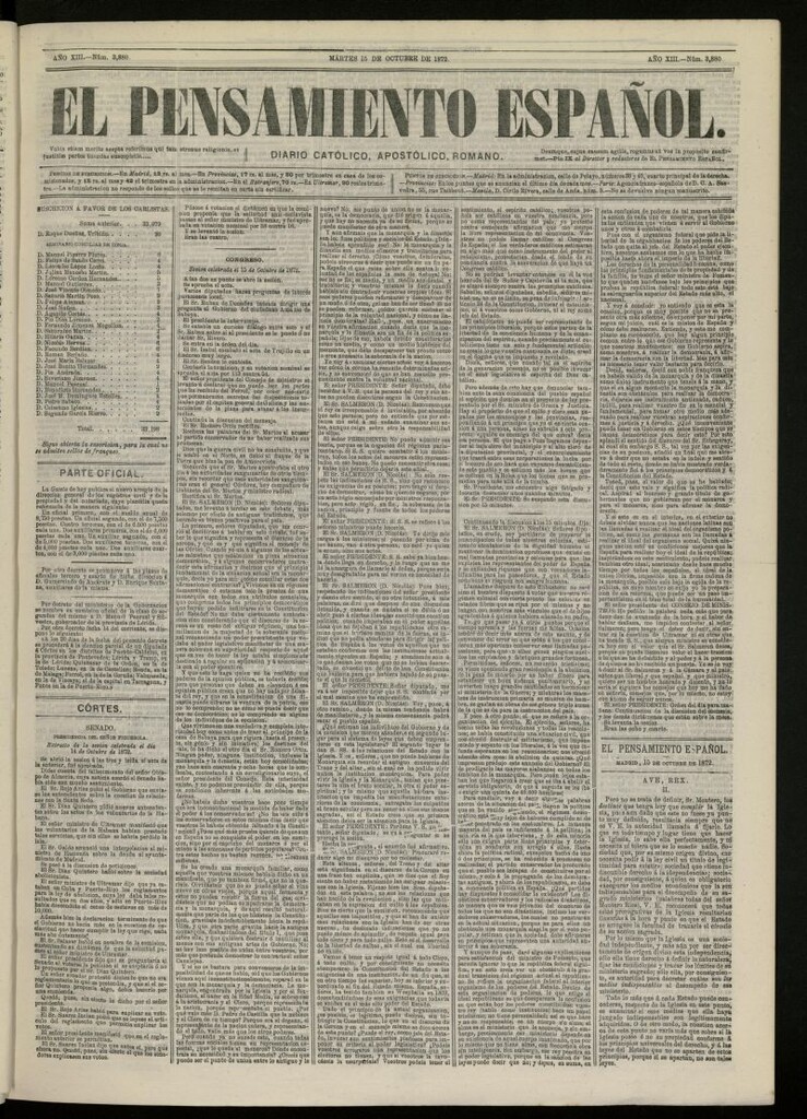 Miniatura de El Pensamiento Español del 15 de octubre de 1872, nº 3880