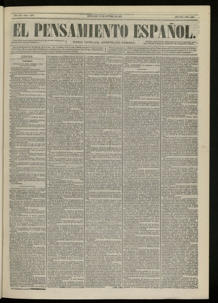 Miniatura de El Pensamiento Español del 16 de octubre de 1872, nº 3881