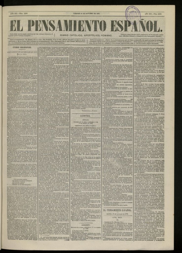 Miniatura de El Pensamiento Español del 18 de octubre de 1872, nº 3883