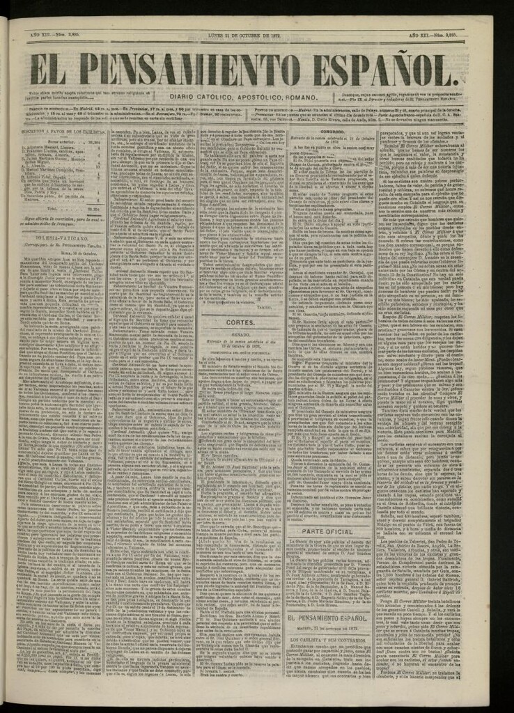 Miniatura de El Pensamiento Español del 21 de octubre de 1872, nº 3885