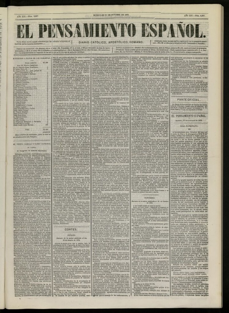 Miniatura de El Pensamiento Español del 23 de octubre de 1872, nº 3887