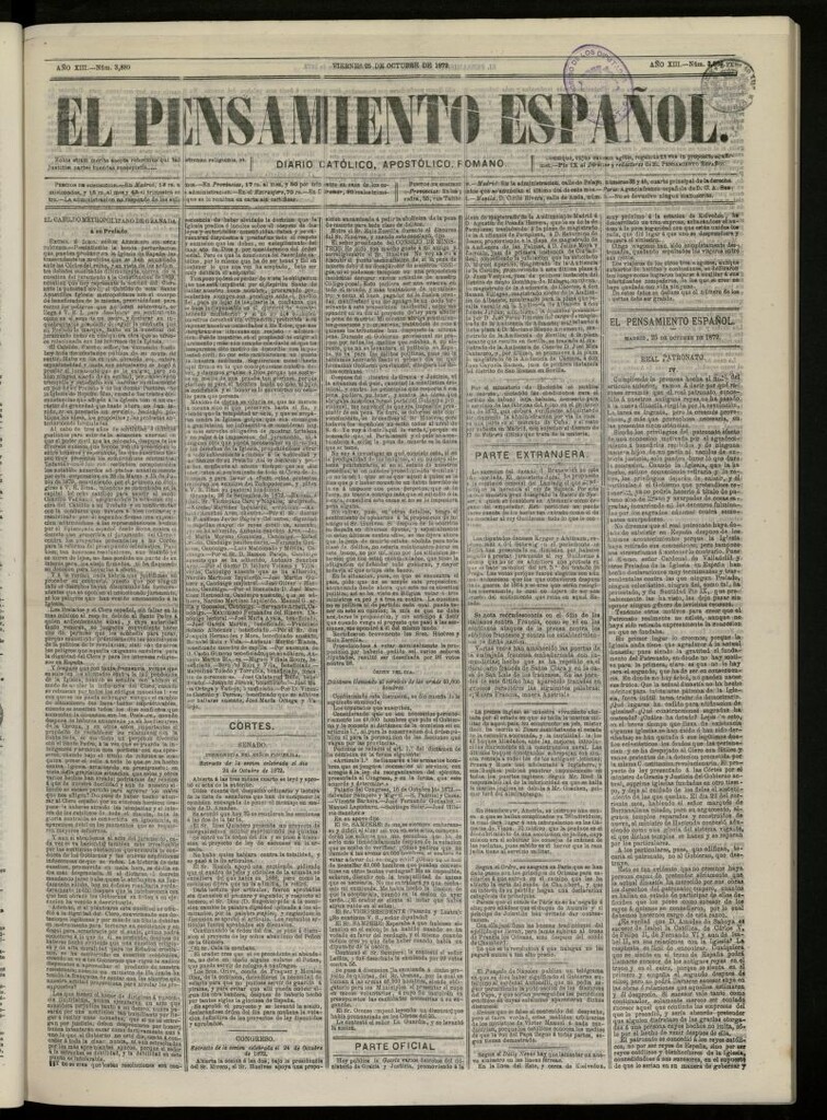 Miniatura de El Pensamiento Español del 25 de octubre de 1872, nº 3889