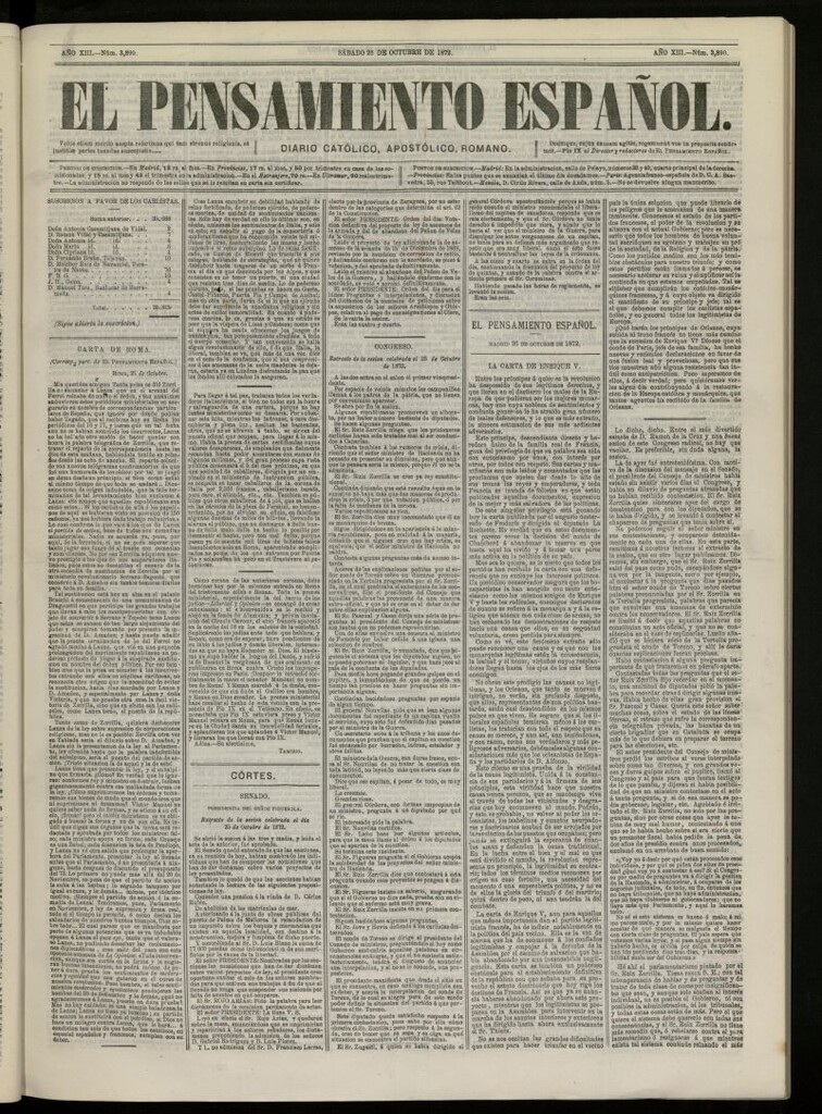 Miniatura de El Pensamiento Español del 26 de octubre de 1872, nº 3890