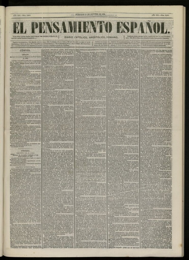 Miniatura de El Pensamiento Español del 30 de octubre de 1872, nº 3893