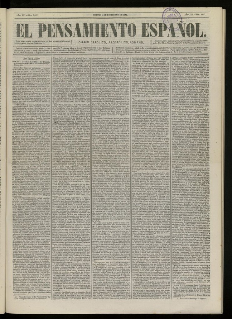Miniatura de El Pensamiento Español del 5 de noviembre de 1872, nº 3897
