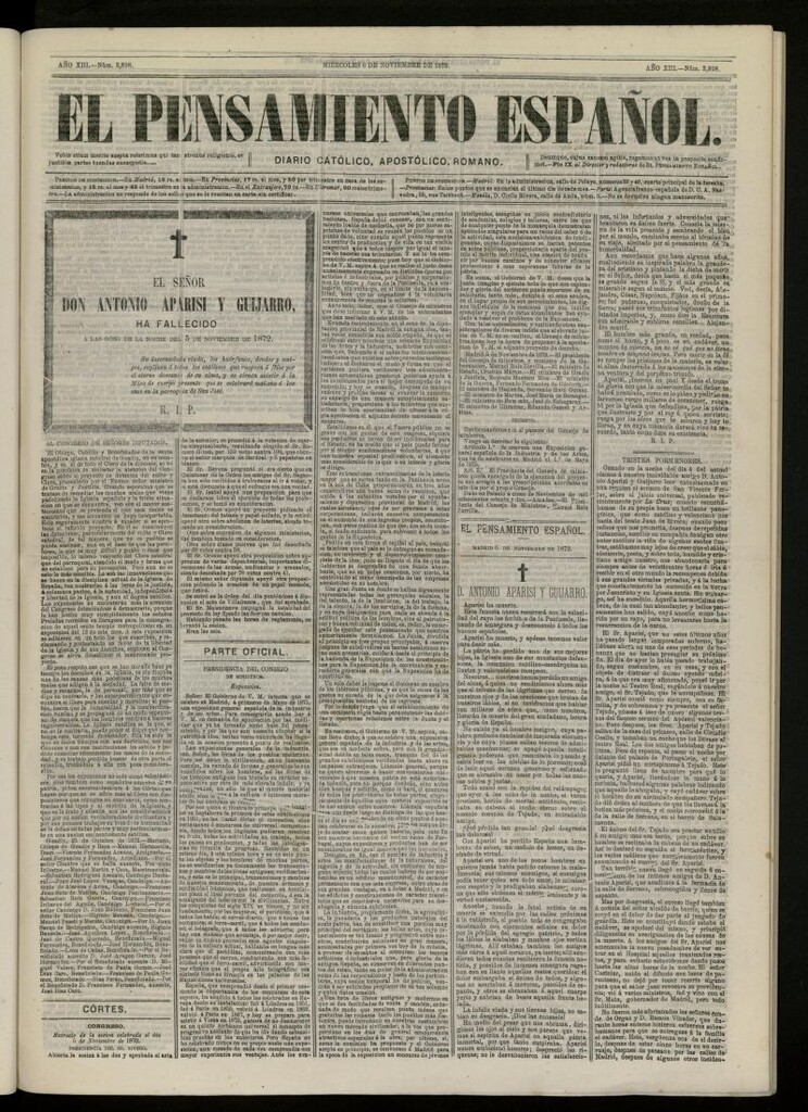 Miniatura de El Pensamiento Español del 6 de noviembre de 1872, nº 3898