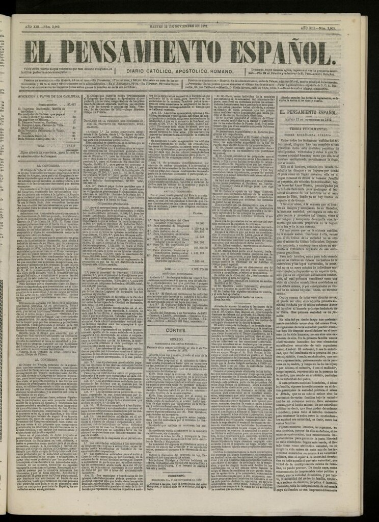 Miniatura de El Pensamiento Español del 12 de noviembre de 1872, nº 3903