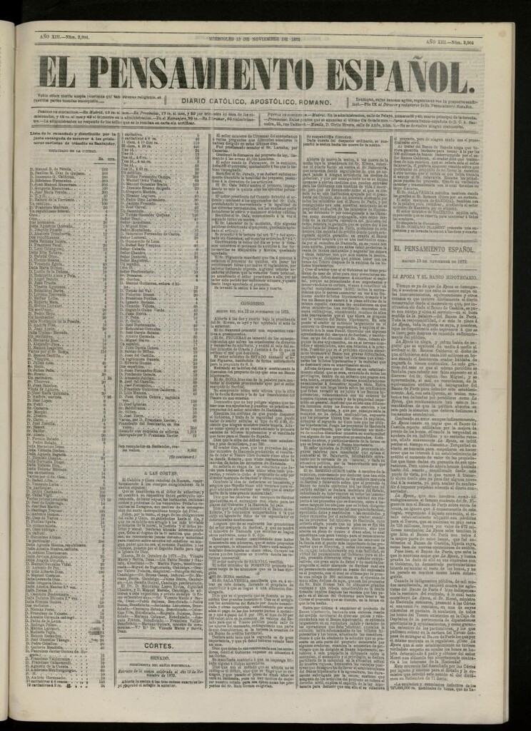 Miniatura de El Pensamiento Español del 13 de noviembre de 1872, nº 3904