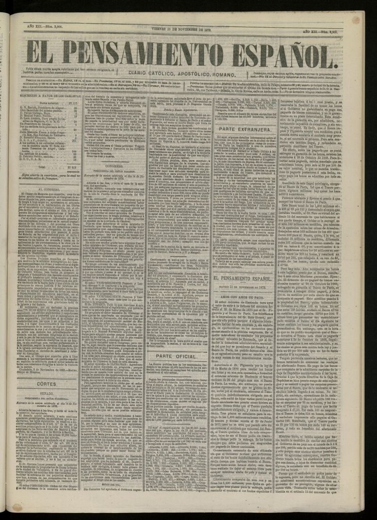 Miniatura de El Pensamiento Español del 15 de noviembre de 1872, nº 3906