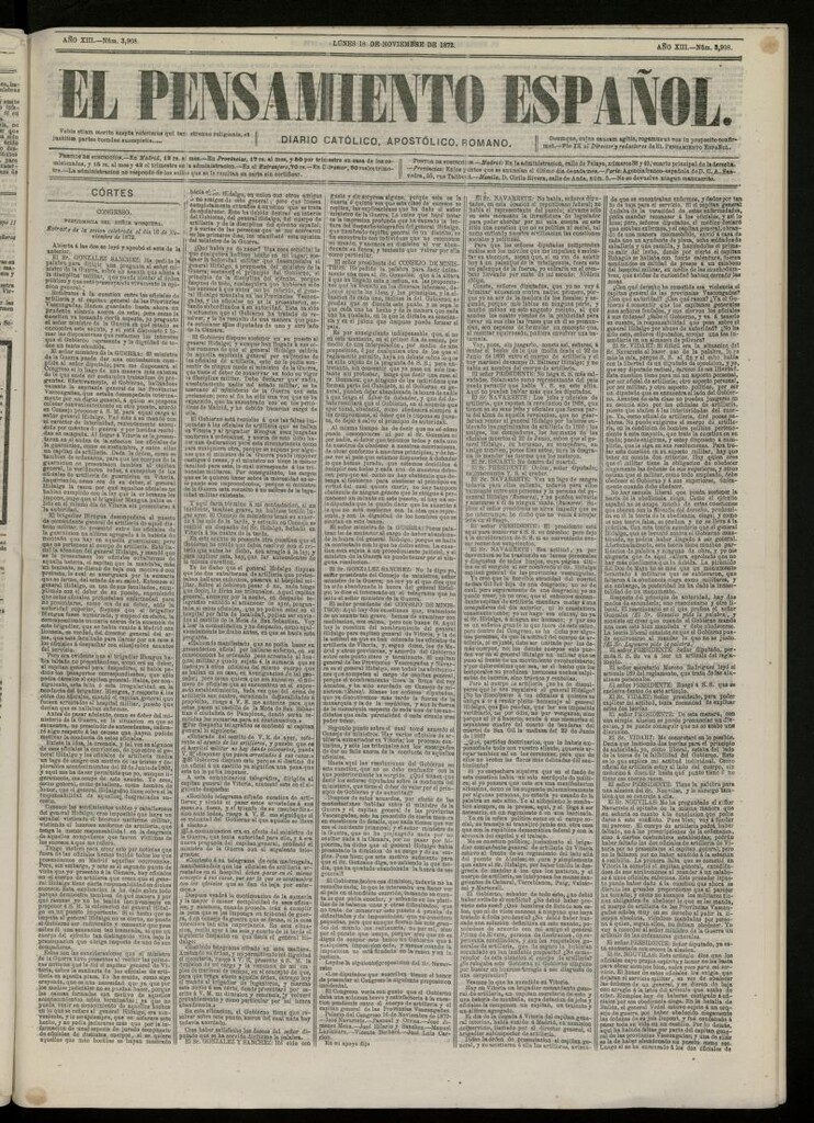 Miniatura de El Pensamiento Español del 18 de noviembre de 1872, nº 3908