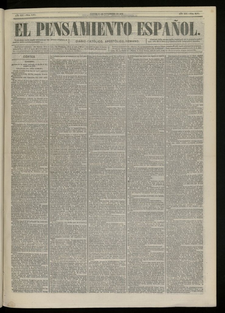 Miniatura de El Pensamiento Español del 21 de noviembre de 1872, nº 3911