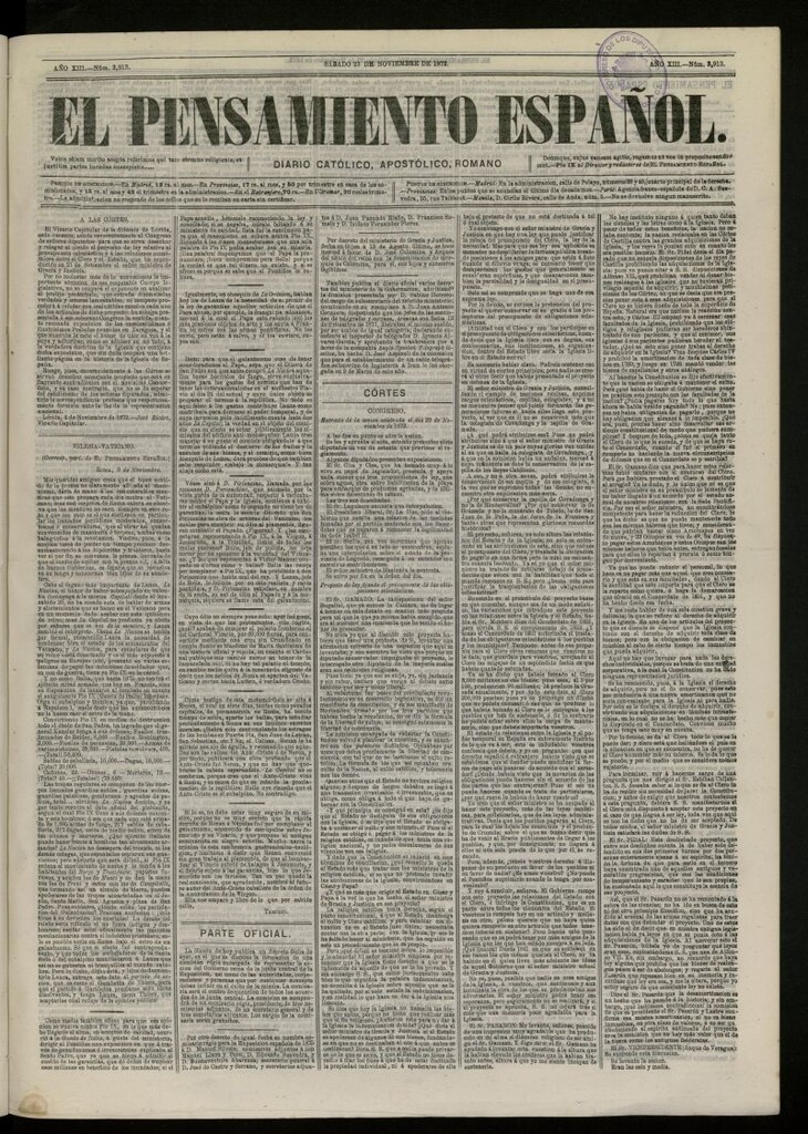 Miniatura de El Pensamiento Español del 23 de noviembre de 1872, nº 3913