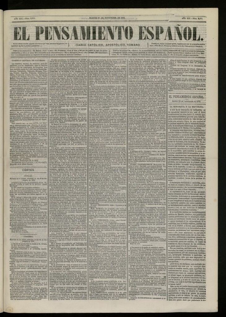 Miniatura de El Pensamiento Español del 26 de noviembre de 1872, nº 3915