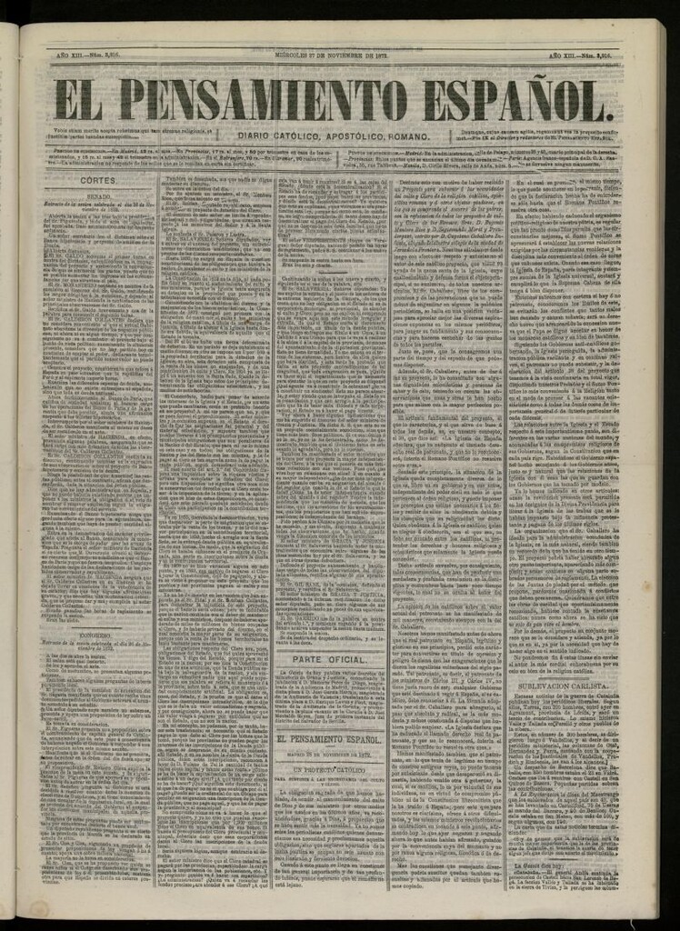 Miniatura de El Pensamiento Español del 27 de noviembre de 1872, nº 3916