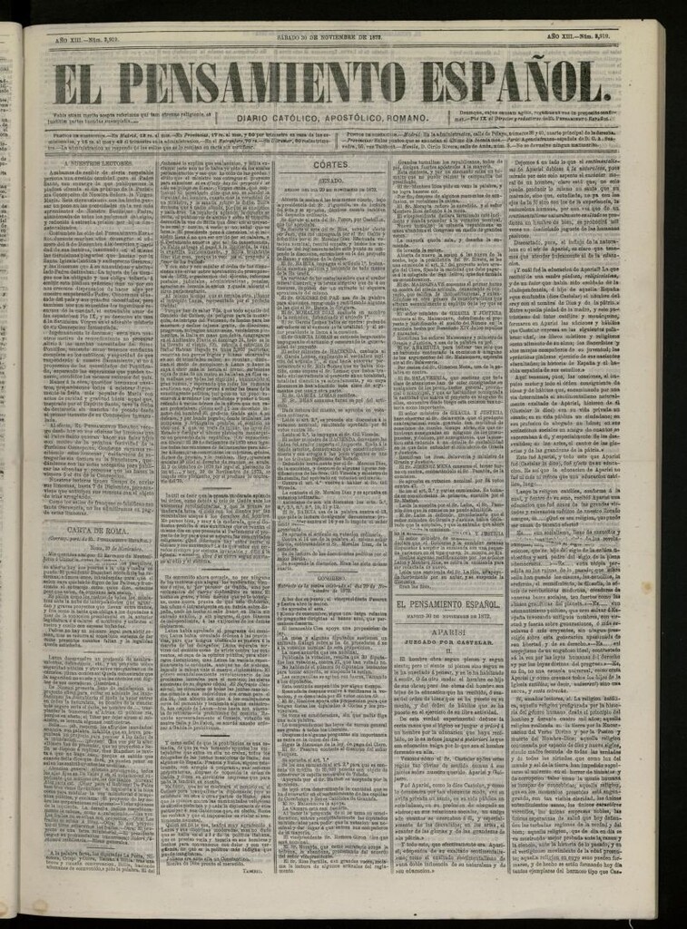 Miniatura de El Pensamiento Español del 30 de noviembre de 1872, nº 3919