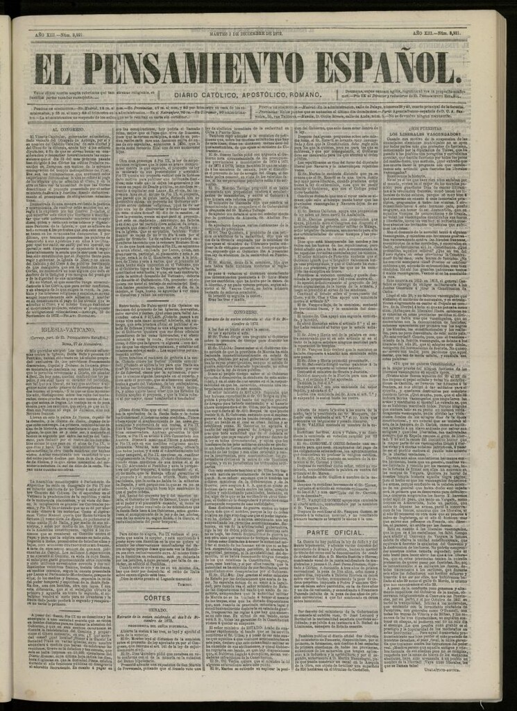 Miniatura de El Pensamiento Español del 3 de diciembre de 1872, nº 3921