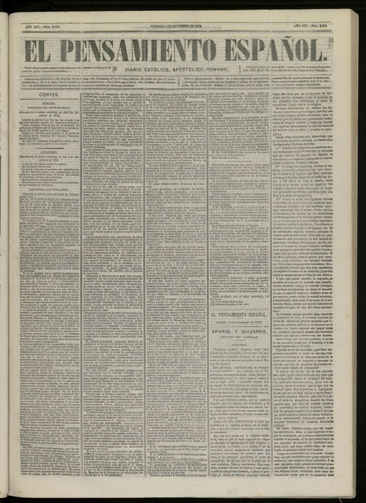 Miniatura de El Pensamiento Español del 6 de diciembre de 1872, nº 3924