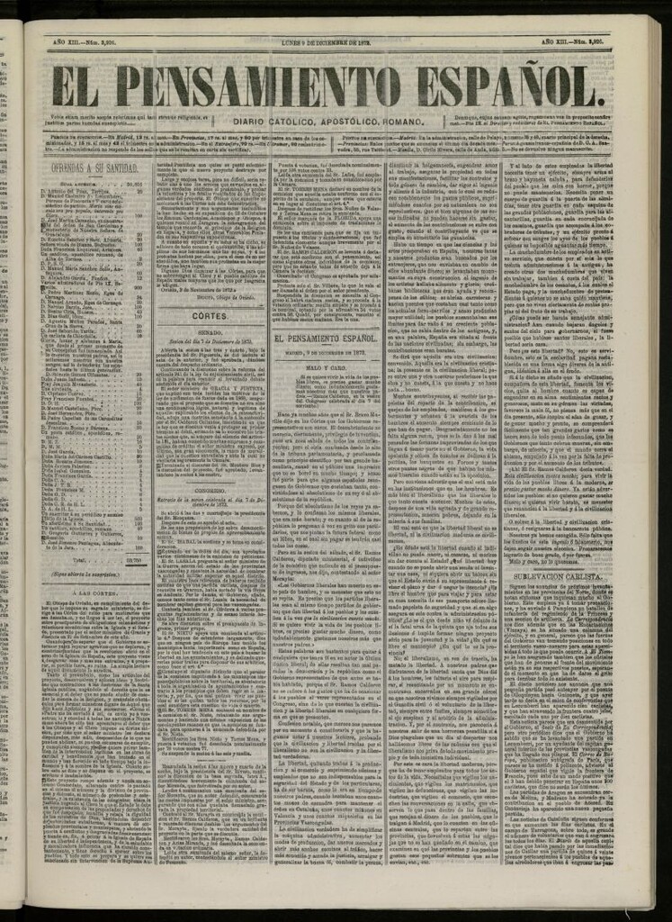 Miniatura de El Pensamiento Español del 9 de diciembre de 1872, nº 3926