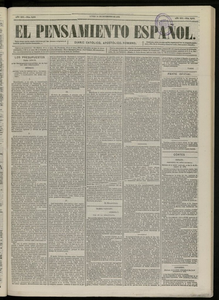 Miniatura de El Pensamiento Español del 16 de diciembre de 1872, nº 3932