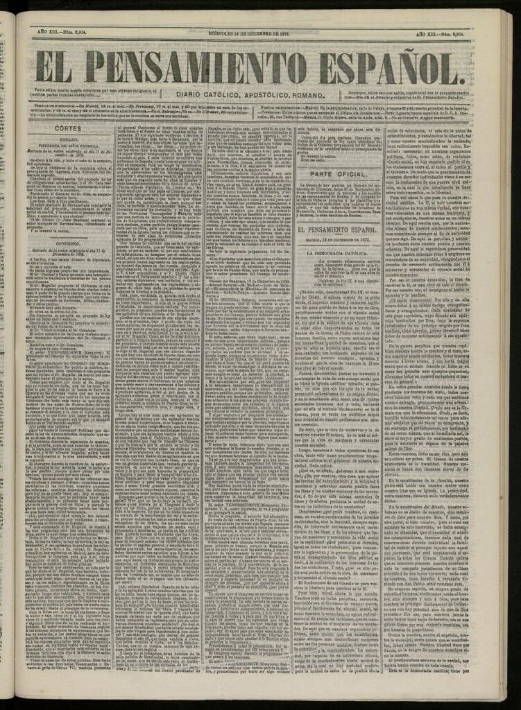 Miniatura de El Pensamiento Español del 18 de diciembre de 1872, nº 3934