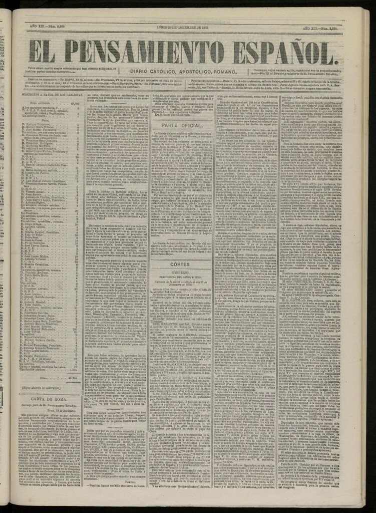 Miniatura de El Pensamiento Español del 23 de diciembre de 1872, nº 3938