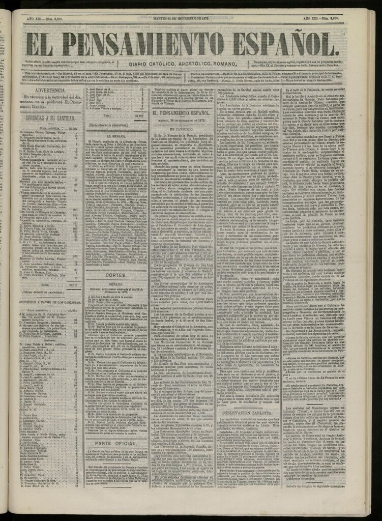 Miniatura de El Pensamiento Español del 24 de diciembre de 1872, nº 3939