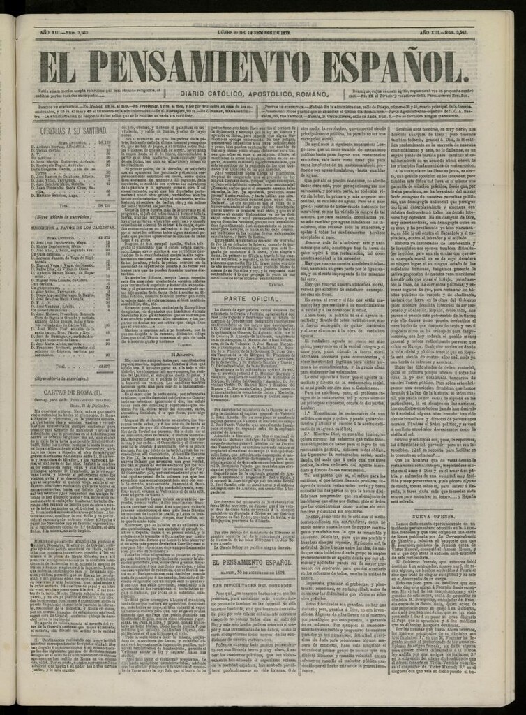 Miniatura de El Pensamiento Español del 30 de diciembre de 1872, nº 3943