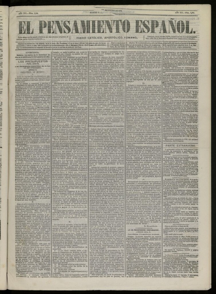 Miniatura de El Pensamiento Español del 31 de diciembre de 1872, nº 3944