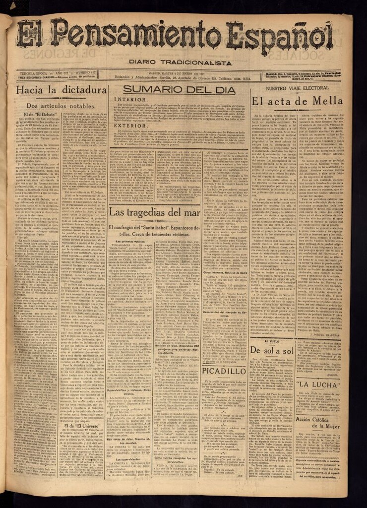 Miniatura de El Pensamiento Español del 4 de enero de 1921, nº 412