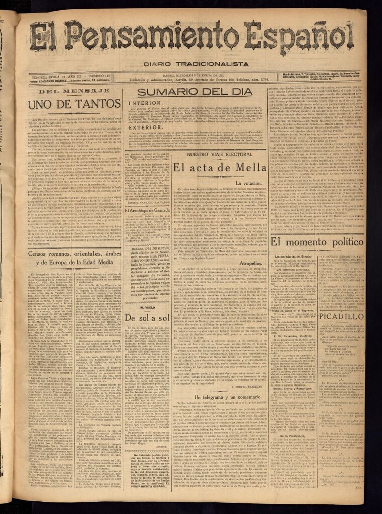 Miniatura de El Pensamiento Español del 5 de enero de 1921, nº 413