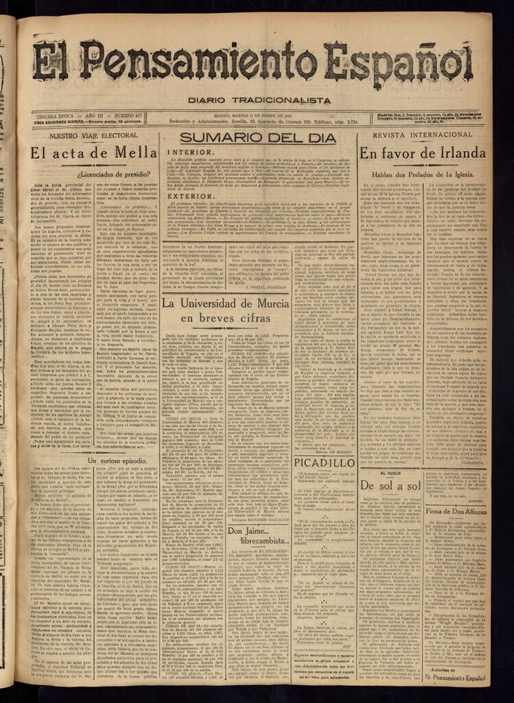 Miniatura de El Pensamiento Español del 11 de enero de 1921, nº 417