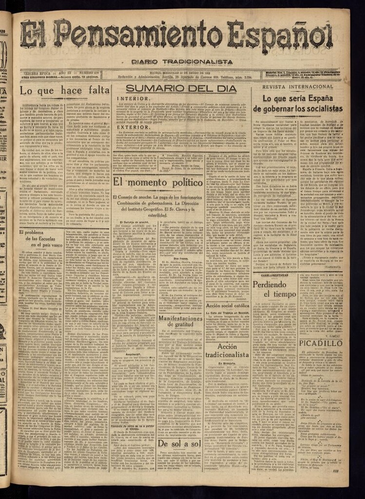 Miniatura de El Pensamiento Español del 12 de enero de 1921, nº 418