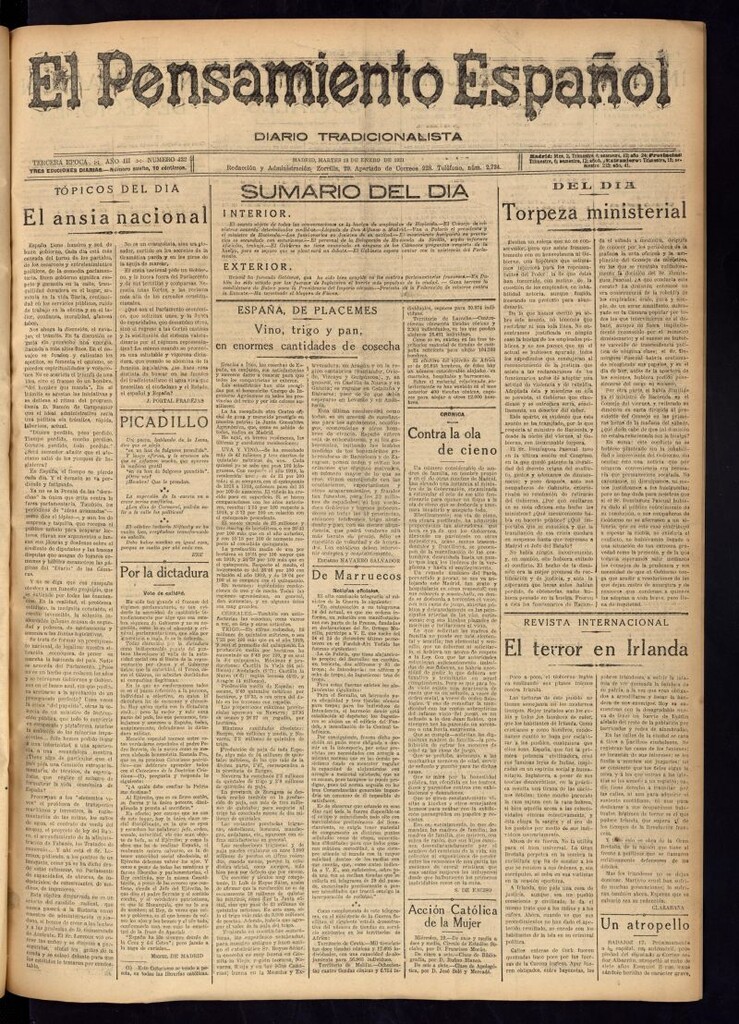 Miniatura de El Pensamiento Español del 18 de enero de 1921, nº 422