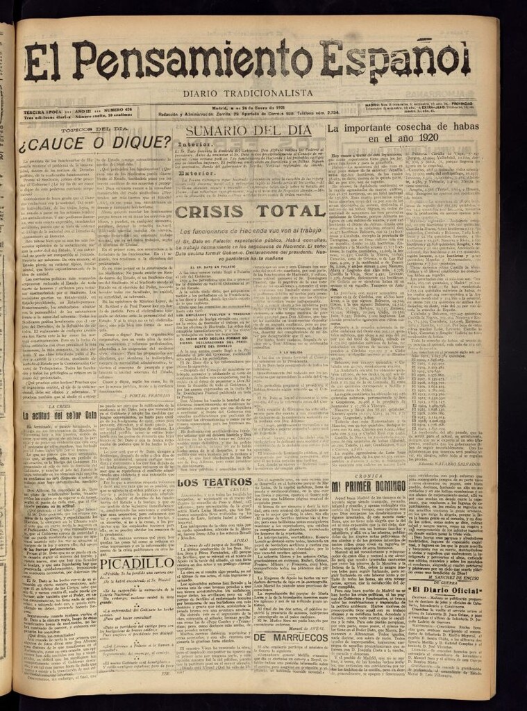 Miniatura de El Pensamiento Español del 24 de enero de 1921, nº 426