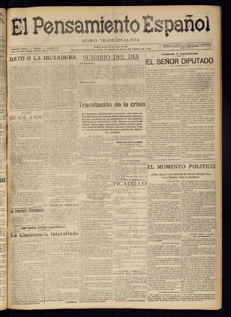 Miniatura de El Pensamiento Español del 25 de enero de 1921, nº 427