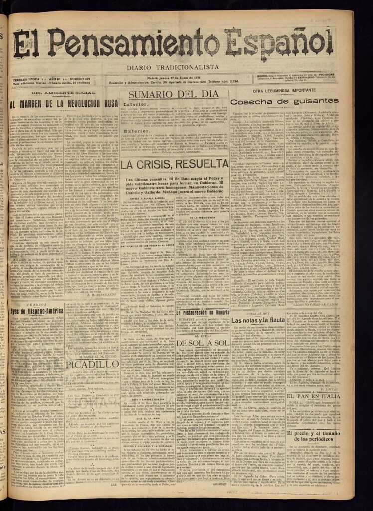 Miniatura de El Pensamiento Español del 27 de enero de 1921, nº 429