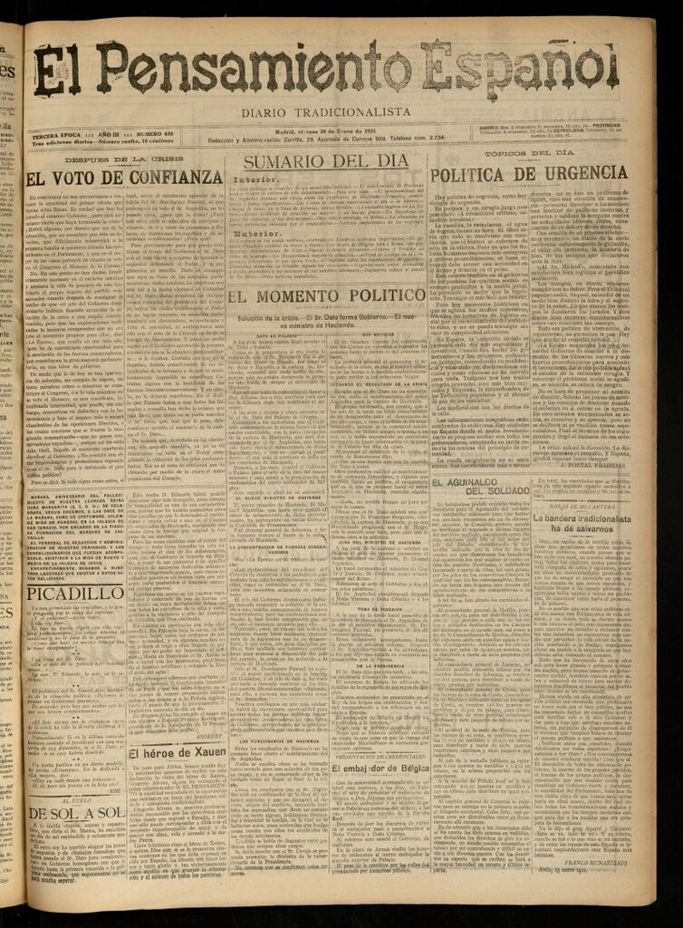 Miniatura de El Pensamiento Español del 28 de enero de 1921, nº 430