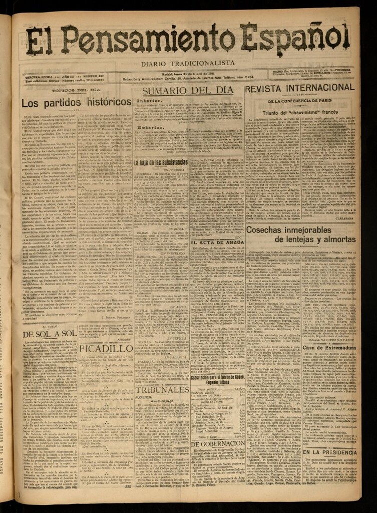 Miniatura de El Pensamiento Español del 31 de enero de 1921, nº 432