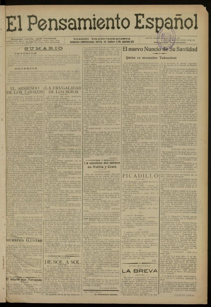 Miniatura de El Pensamiento Español del 1 de junio de 1921, nº 352