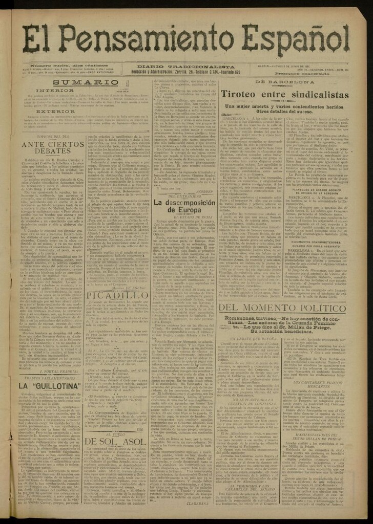 Miniatura de El Pensamiento Español del 2 de junio de 1921, nº 353