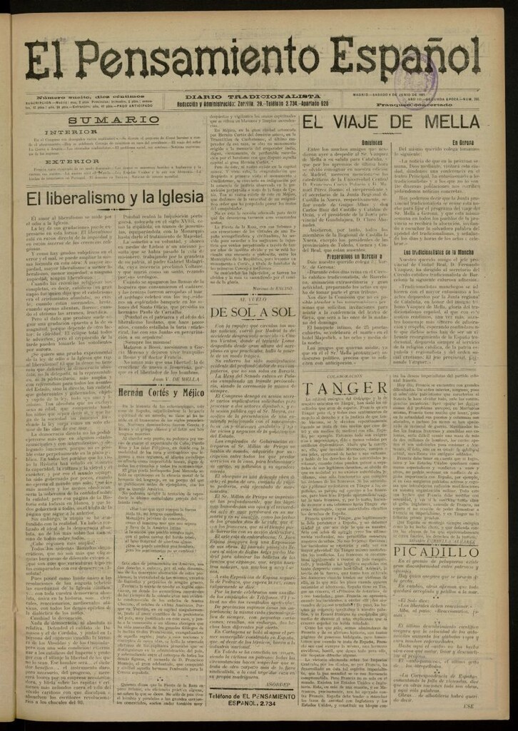Miniatura de El Pensamiento Español del 4 de junio de 1921, nº 355