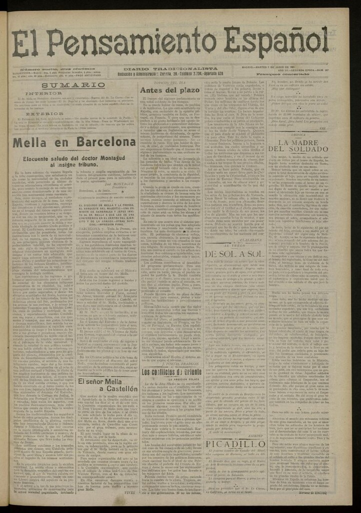 Miniatura de El Pensamiento Español del 7 de junio de 1921, nº 357