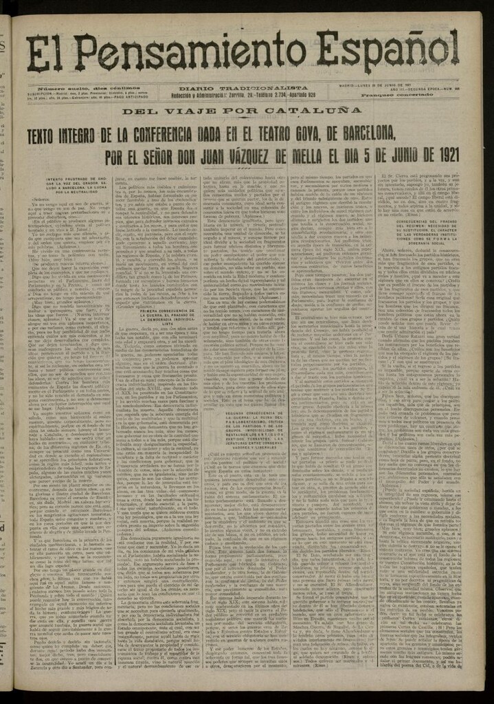 Miniatura de El Pensamiento Español del 20 de junio de 1921, nº 468