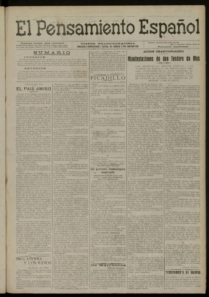 Miniatura de El Pensamiento Español del 23 de junio de 1921, nº 471
