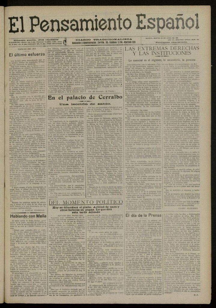 Miniatura de El Pensamiento Español del 28 de junio de 1921, nº 475